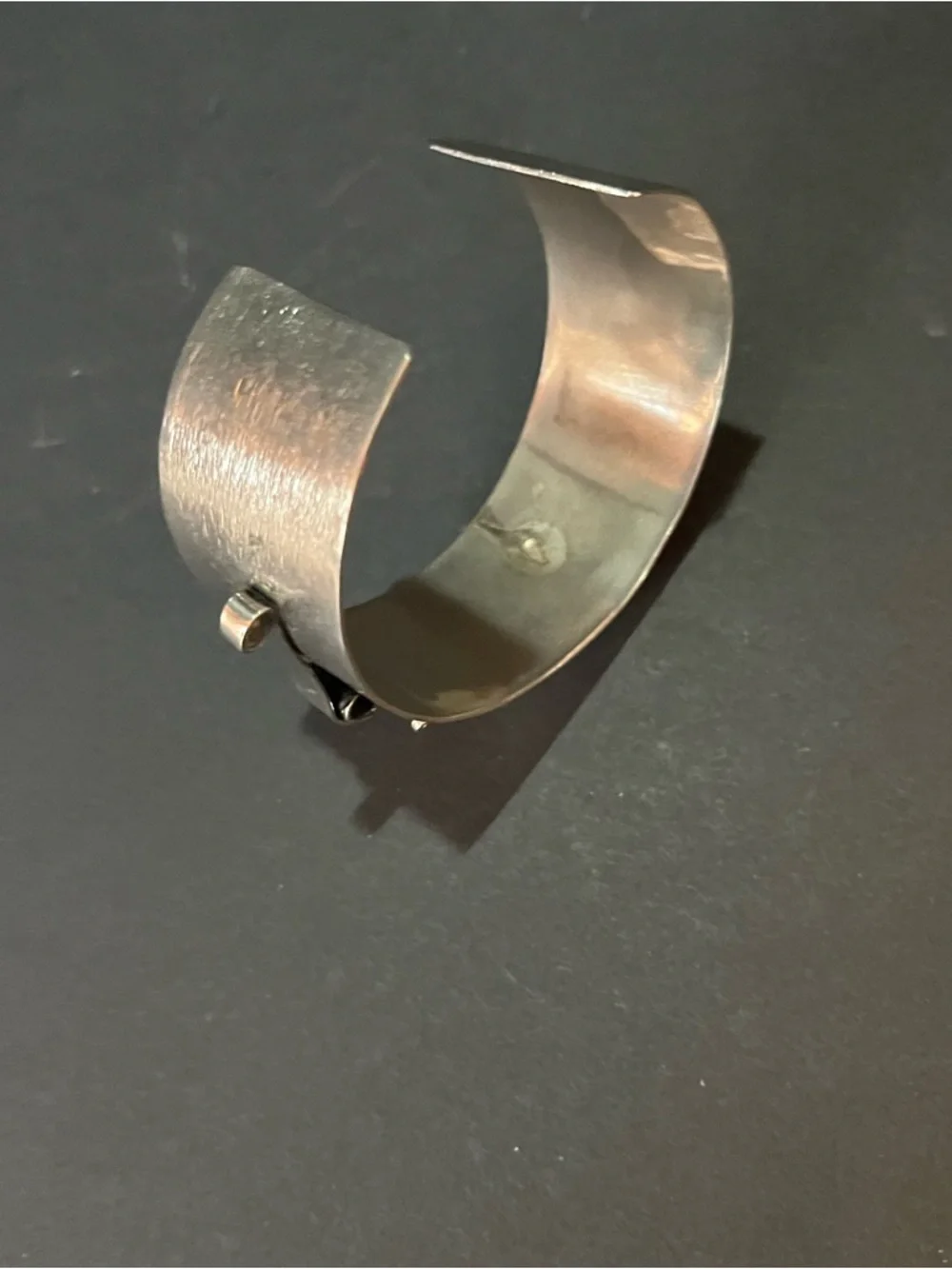 Silvertone Modernist industrial cuff bracelet Sculptural Steampunk